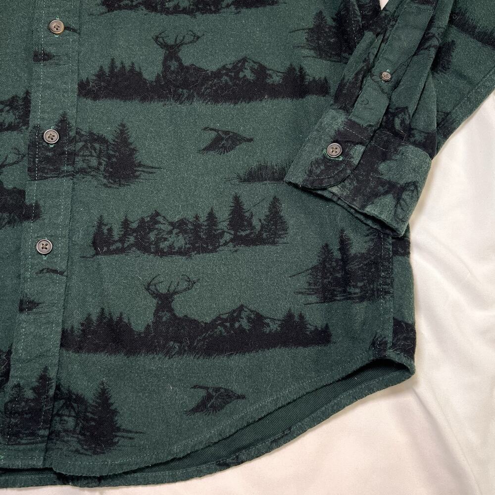 Chaps Performance Flannel Shirt Men's Size M Green Soft Hunting Deer Duck Cabin - Picture 7 of 13